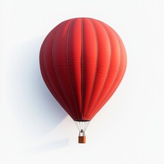 Fototapeta premium Bright red hot air balloon against a white background in studio setting.