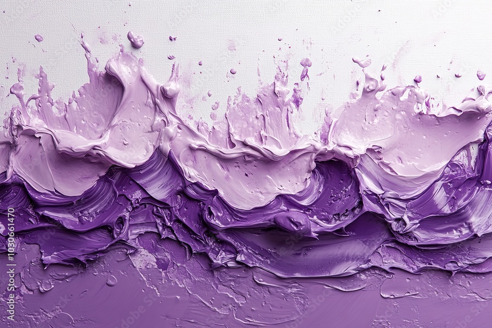 Poster vibrant purple paint texture creates a wave-like effect on canvas, showcasing artistic expression an