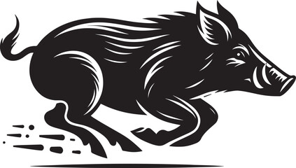 Boar Silhouette isolated on white background Minimalist boar vector shape icon