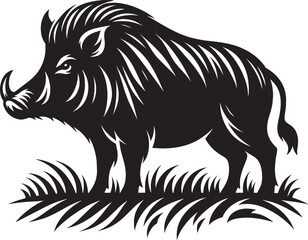 Boar Silhouette isolated on white background Minimalist boar vector shape icon