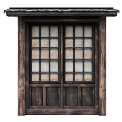 Traditional Japanese Wooden Window with Shoji Panels