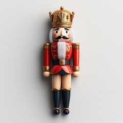 Classic red and gold nutcracker soldier figurine with detailed design on white background.