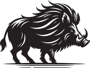 Fototapeta premium Boar Silhouette isolated on white background Minimalist boar vector shape icon