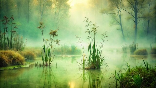 Green Textured Swamp Background for Abstract Herbal Designs in October Mist Colors