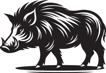 Boar Silhouette isolated on white background Minimalist boar vector shape icon