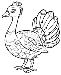 Fototapeta premium Beautiful Turkey Coloring Page, Thanksgiving Colouring Design for Your Corporate Books and Business Graphic Resource or Creative Project, Ai Generative