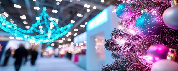 Festive decorations with colorful lights