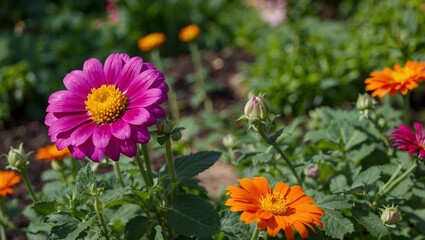 beautiful flowers in the garden, natural blossoming of flowers