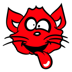 Cat Design Squinting Crazy Stick Out Tongue Grimace 
Funny Cool Cartoon Cute Cats Lovers Cartoon Comic Fun Love Sweet Kittens Adorable Feline Like Playful Kitties Fur Baby Illustration Paw Pet Owners