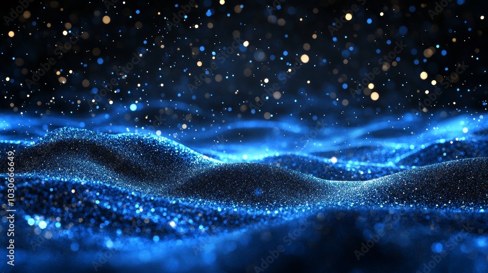Poster data visualization. abstract digital background with waves of particles. four-k rendering.