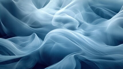Fototapeta premium Abstract blue smoke with smooth, flowing, wavy lines.