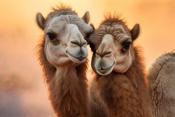 Camels cuddling wildlife animal mammal.