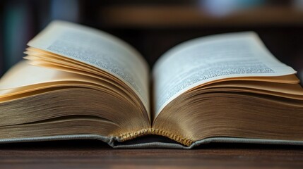 Open Book on a Wooden Surface