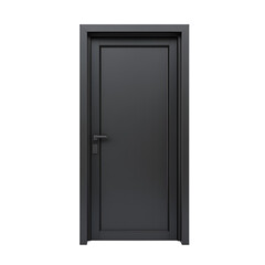 Modern Black Door with Flush Handle and Frame