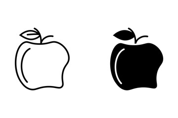 Peach icon Flat vector set line on white background