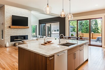 Fototapeta premium Interior of a modern luxury penthouse kitchen