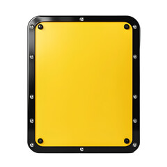 Yellow Metal Plate with Black Frame and Silver Screws