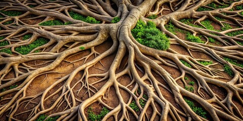 Illustration of twisted underground roots