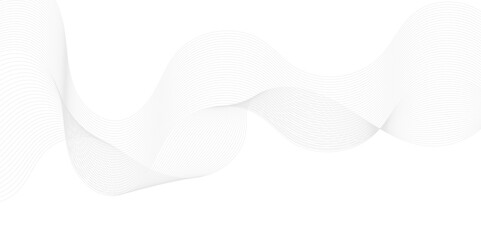 Abstract wavy grey technology lines on transparent background.  Abstract gray curved line for banner design and frequency sound wave line