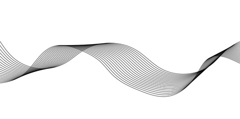 Abstract grey smooth element wavy modern curve lines on transparent background. Digital frequency track equalizer. Abstract frequency sound wave lines, twisted curve lines and technology background.