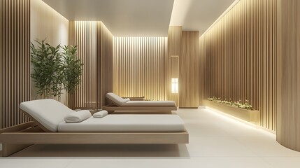 50. A serene, minimalist room with natural wood accents