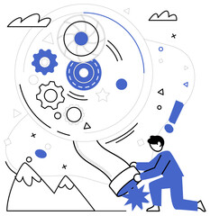 Obraz premium Operational efficiency vector illustration. Improvement is constant companion on journey towards operational efficiency and progress Tactical innovation is compass guiding ship business through water