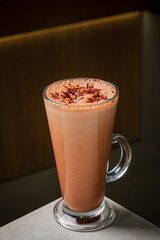 coffee with chocolate in glass