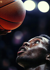 Close-Up View of a Basketball Player Shooting the Ball