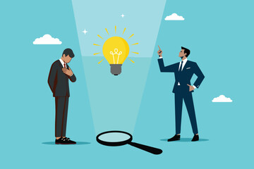 Team of Business Minds, Discovering a Bright Idea Through a Magnifying Glass