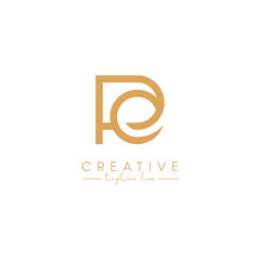 Alphabet PE EP Letter Artistic Logo Design. Initial Based Vector Template.