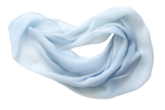 Soft, pastel blue scarf with a subtle weave, spread out on a white background to highlight its light, airy feel