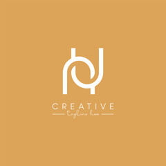 Alphabet NU UN Letter Artistic Logo Design. Initial Based Vector Template.