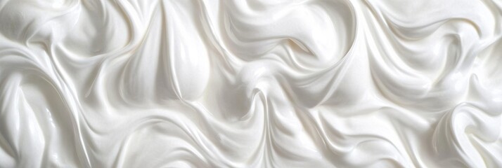 Fototapeta premium White Cosmetic Cream Texture. Smooth Waves Of Whipped Cream, Soft Focus. Abstract Background.