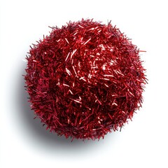 Naklejka premium Red tinsel christmas ornament against white background