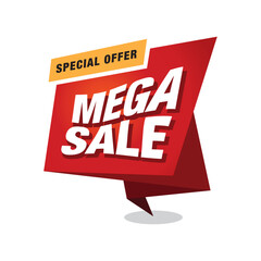 Mega Sale Big Sale banner header 3D looking illustration Special offer Discount Pop up super offer Illustration for marketing and social media hot deal, super sale offer