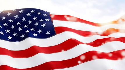 American flag isolated on white background.