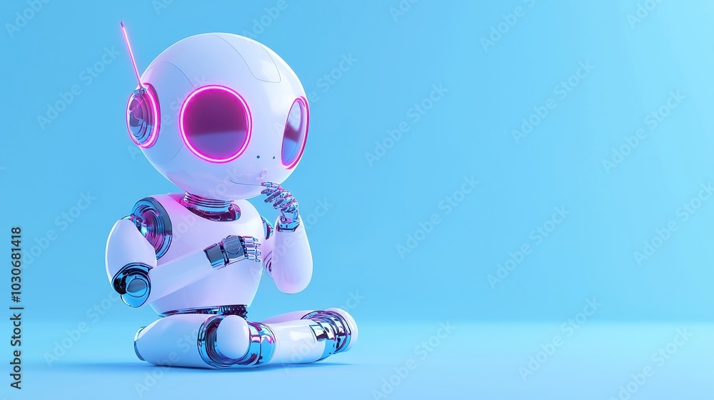 Poster ai robot suggests strategy enhancements through trend analysis, vibrant 3d cartoon rendering illustr
