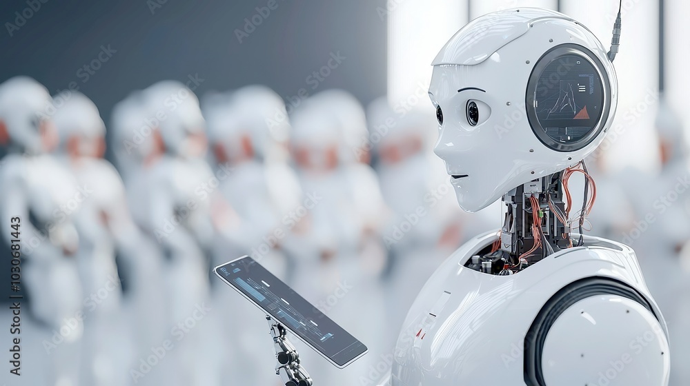 Poster ai robot strategically analyzing trends, a vibrant 3d cartoon showcasing an intelligent robot provid