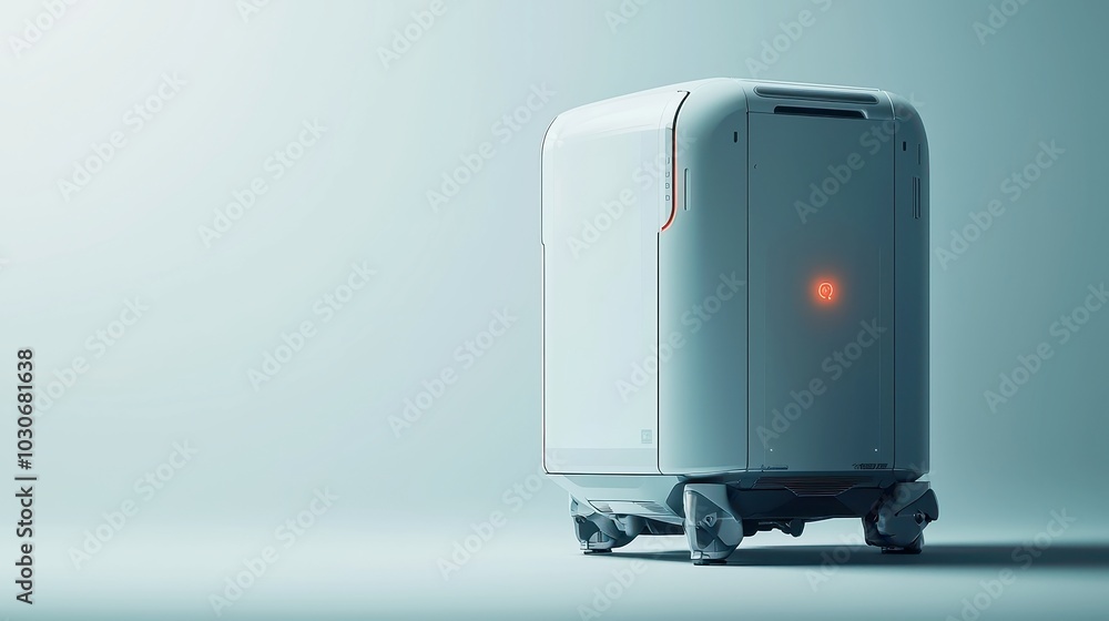 Poster ai robot monitoring market trends, a sleek and futuristic ai robot analyzing technological advanceme