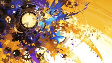 Abstract Art with Stars and Gears