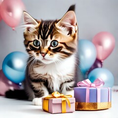 cat and gift, generated with AI