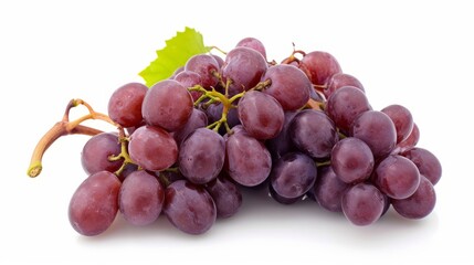Vibrant and Juicy: Captivating Red Grapes Standing Out Against White Background