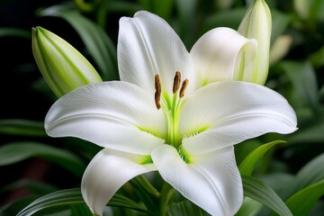 Obraz premium Rare glowing Easter lilies, blooming only at dusk