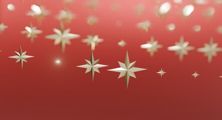 Festive Starfield: This 3D illustration depicts a shimmering field of golden stars against a vibrant red background, evoking a festive and celebratory atmosphere.