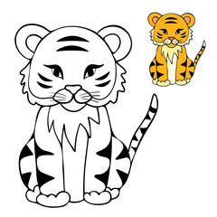 Simple cute coloring page animal giraffe outline flat design illustration