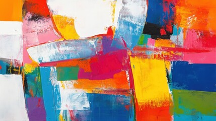 Abstract painting with vibrant colors and bold strokes.