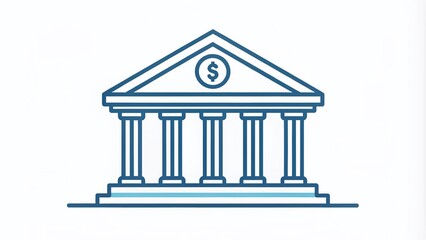 Obraz premium High-Quality Vector Column Building Icon for Bank and Finance Symbol in Line Art Style