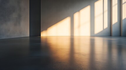 24. A smooth concrete floor with a single spotlight overhead