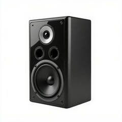 Black audio speaker, white isolate background