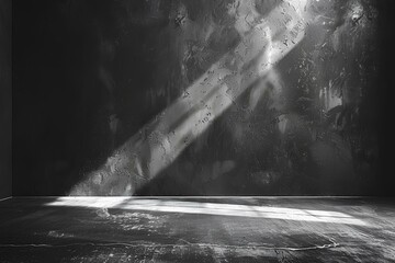 A black and white photo of an empty room